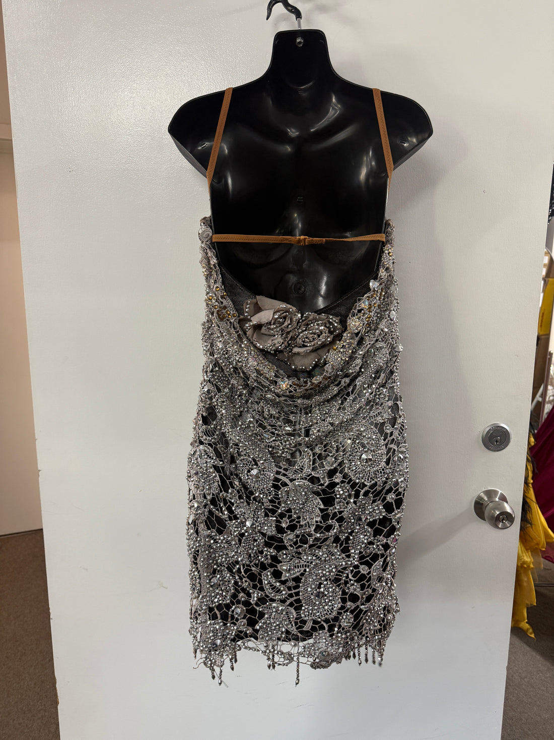 Pre Loved NANA Sliver Lace Latin Dress (Size 4-8)