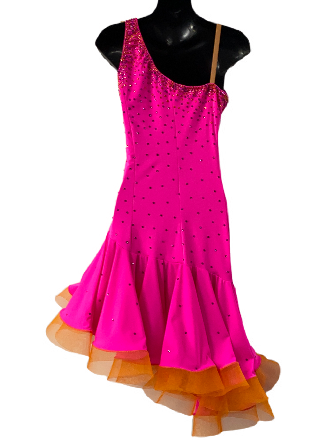 Hot Pink & Orange Latin Dress (10-12)