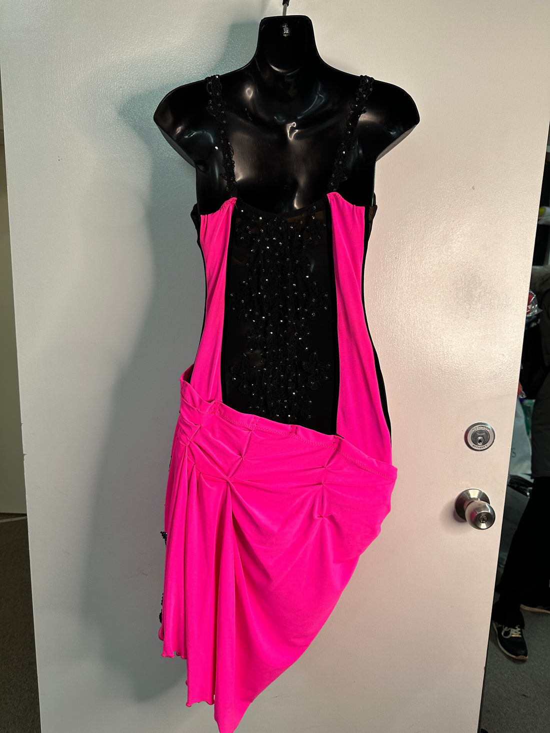 Pre Loved Pink & Black Latin Dress (Size 10-12)