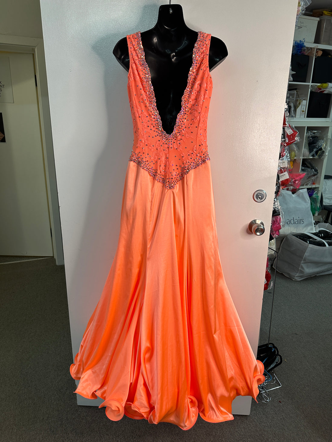 Pre Loved Coral Ballroom Dress (Size 10-12)