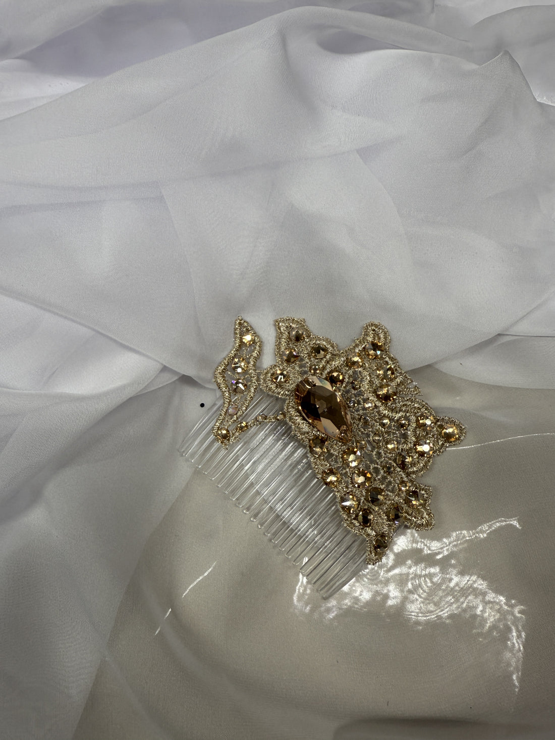 Golden Shadow Floral Hair Comb