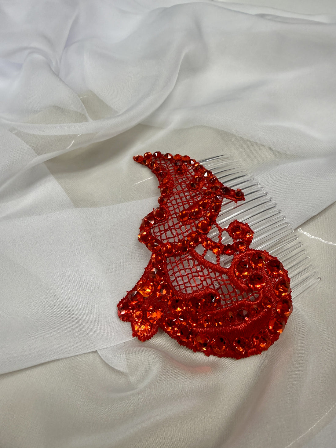 Red Paisley Hair Comb