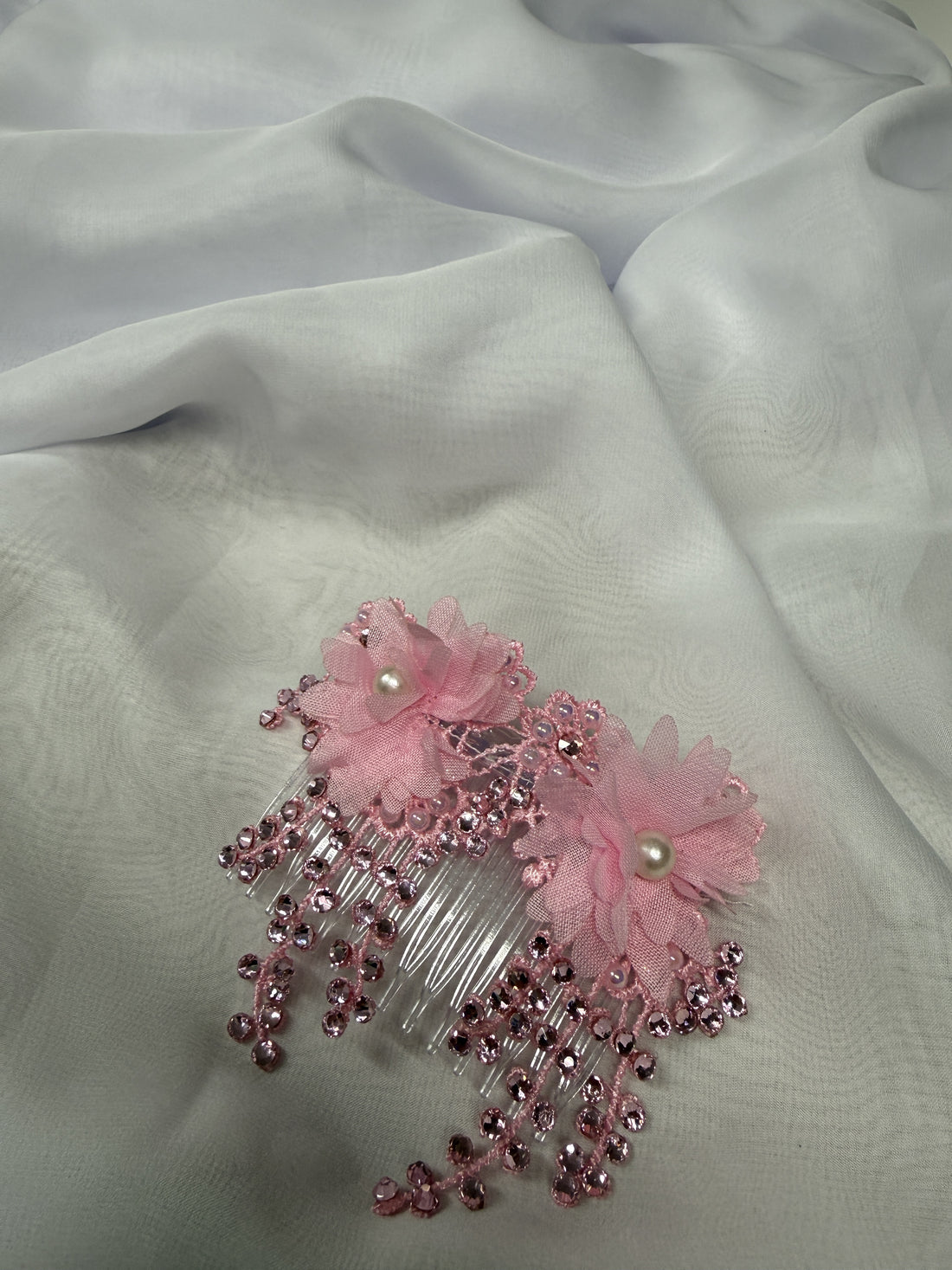 Rose Pink Floral Hair Comb