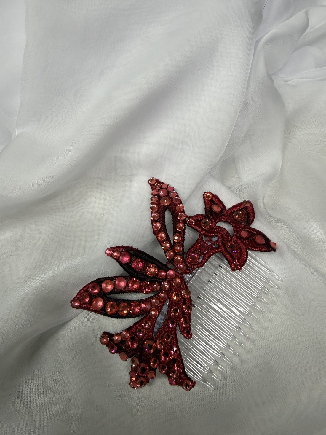 Scarlet Flower Hair Comb