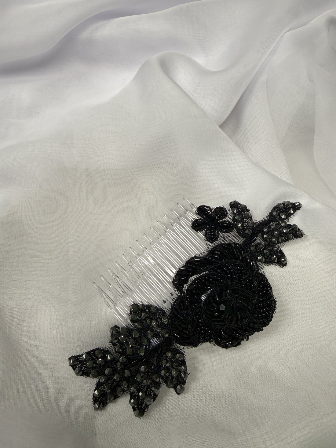 Black Floral Hair Comb