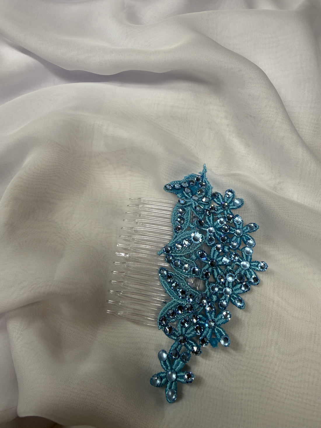 Blue Paradise Floral Hair Comb