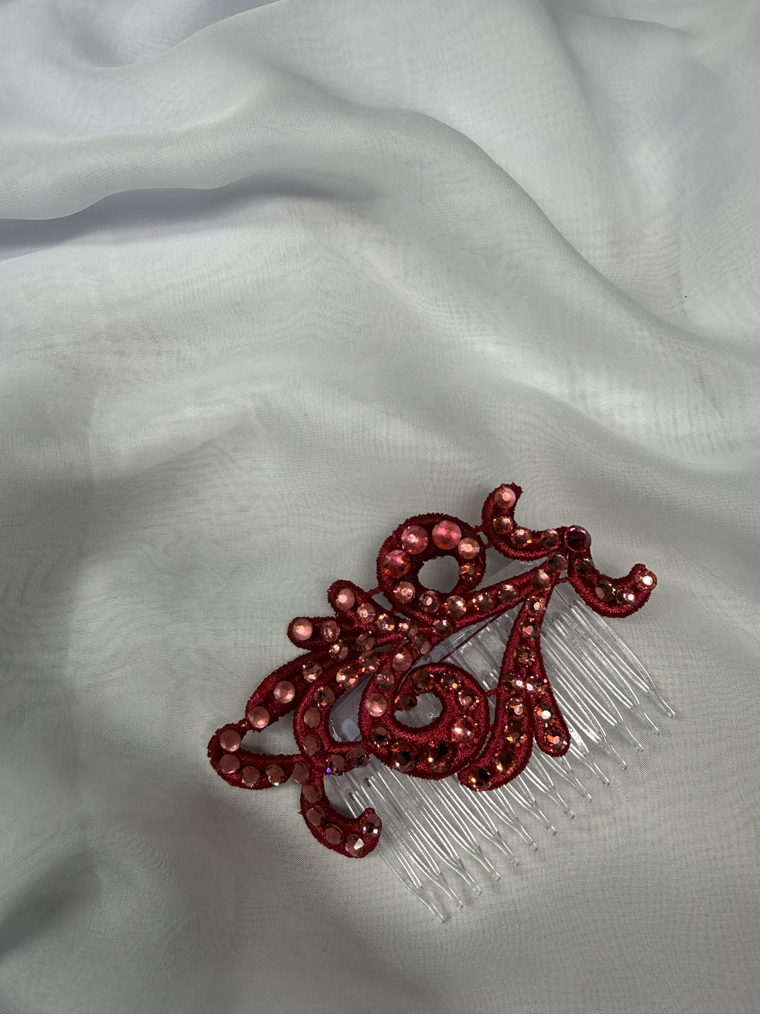 Cherry Red Swirl Hair Comb