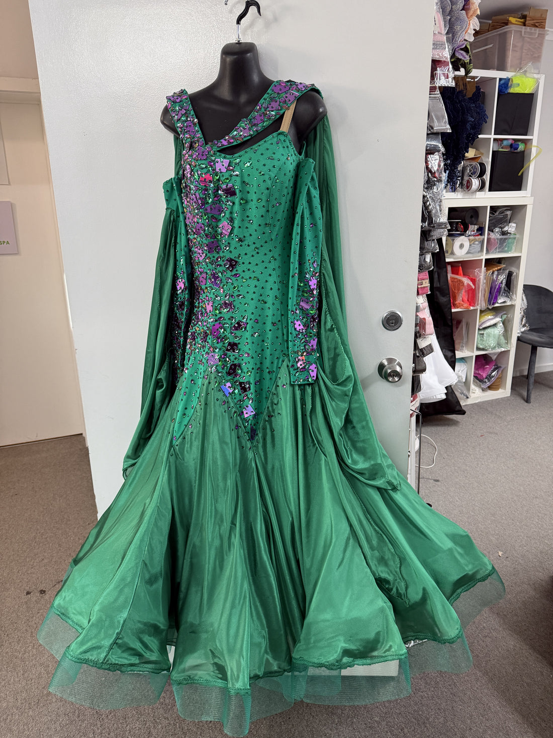 Pre Loved Emerald Ballroom Dress (Size 10-12)