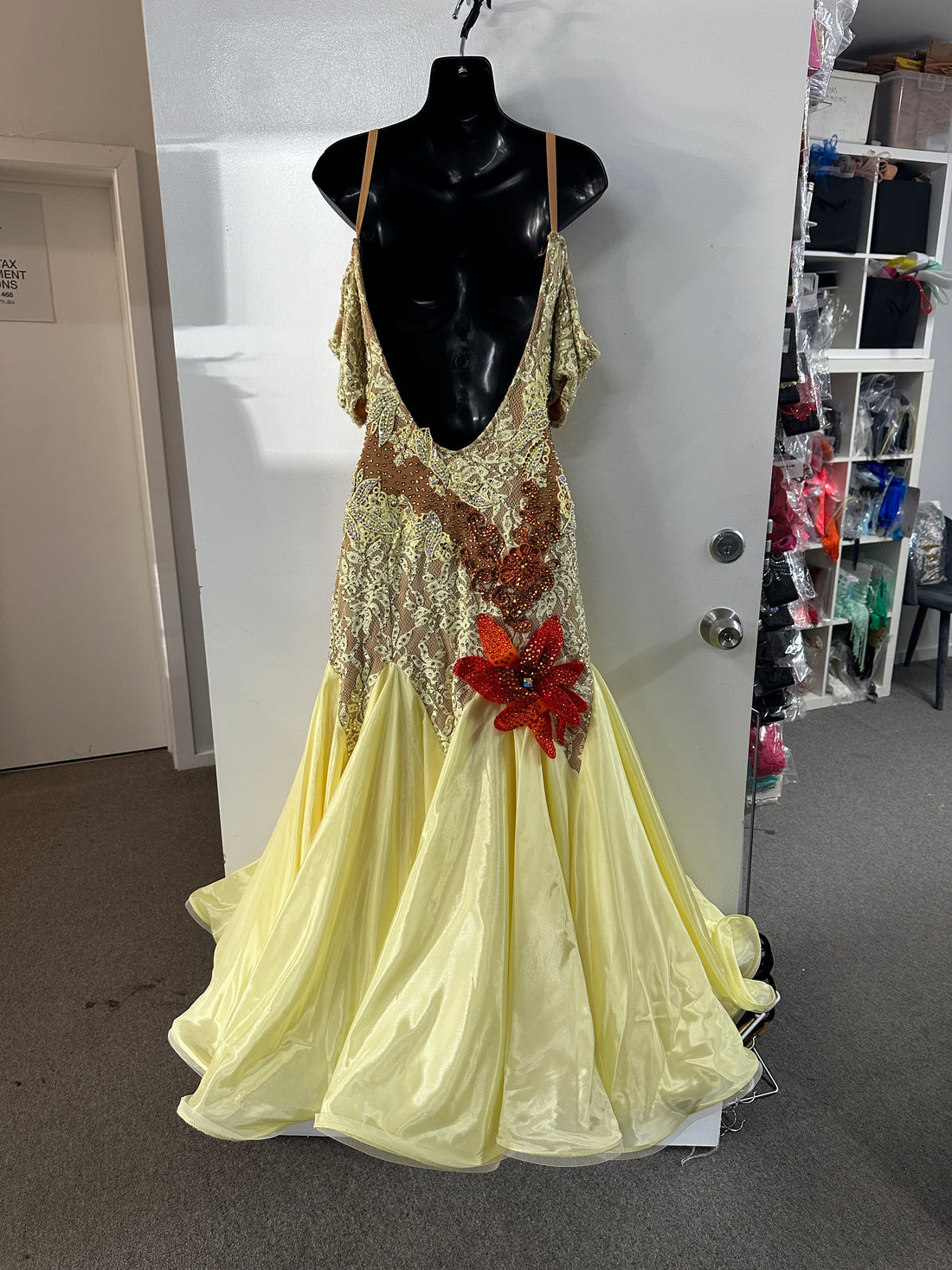 Pre Loved Lemon Ballroom Dress (Size 10-12)