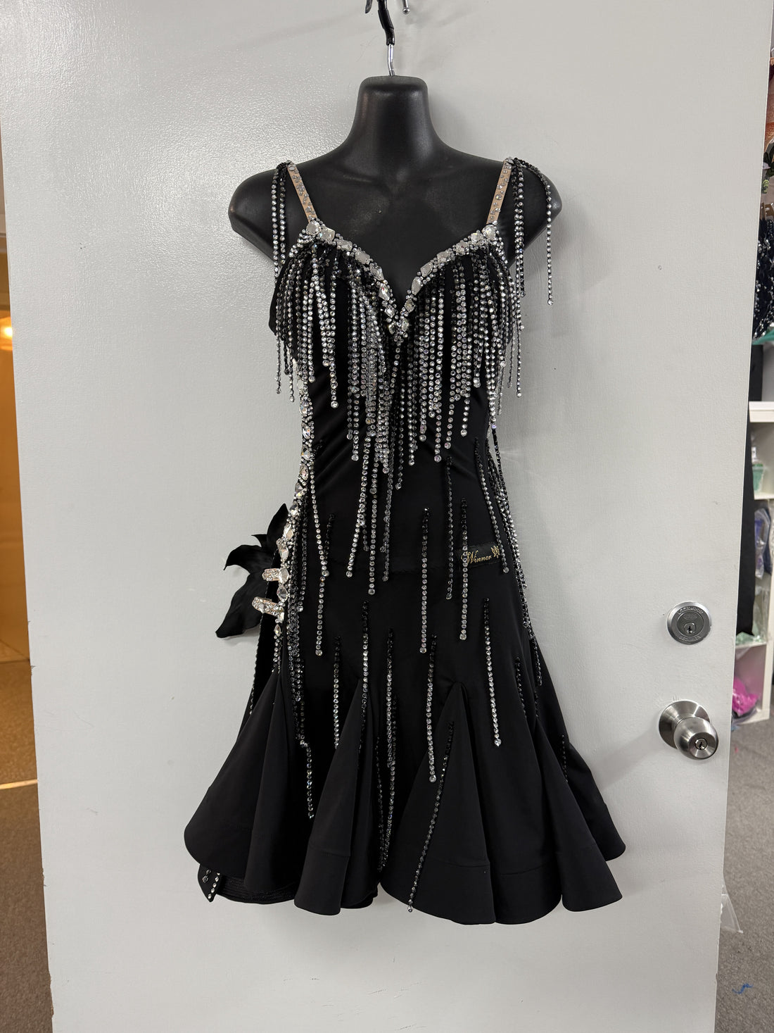 Pre Loved Black & Sliver Latin Dress (Size 6-8)