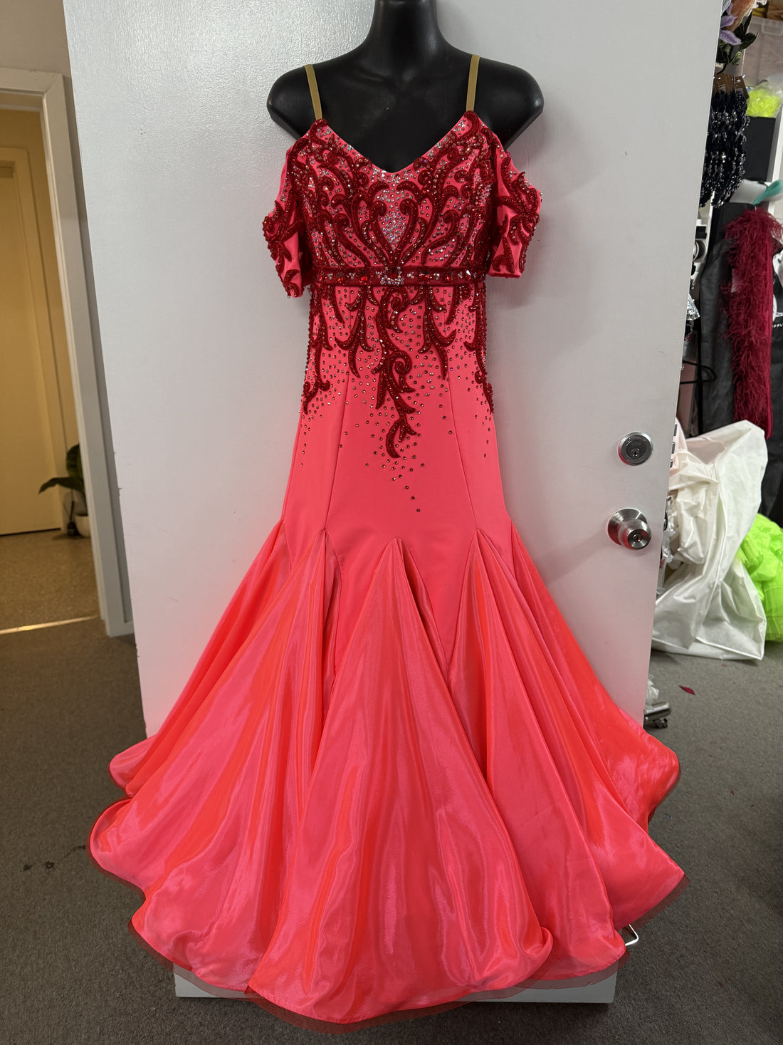 Pre Loved Salmon Ballroom Dress (Size 10)