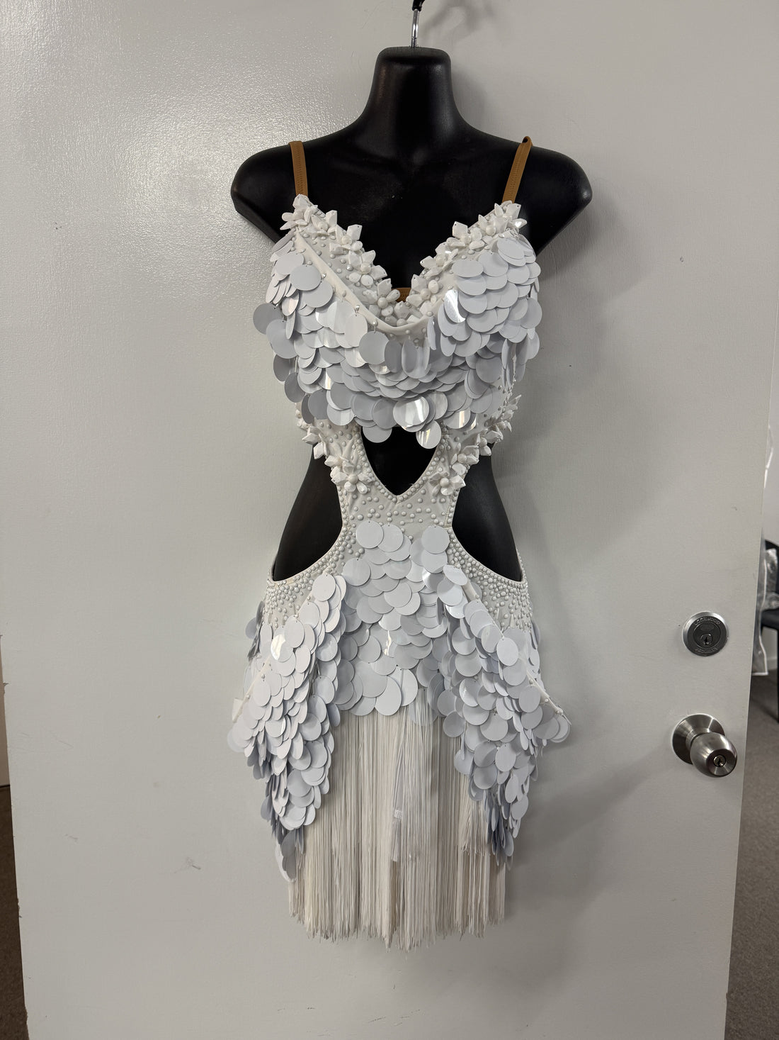 Pre Loved White Penny Sequin Latin (Size 8-10)