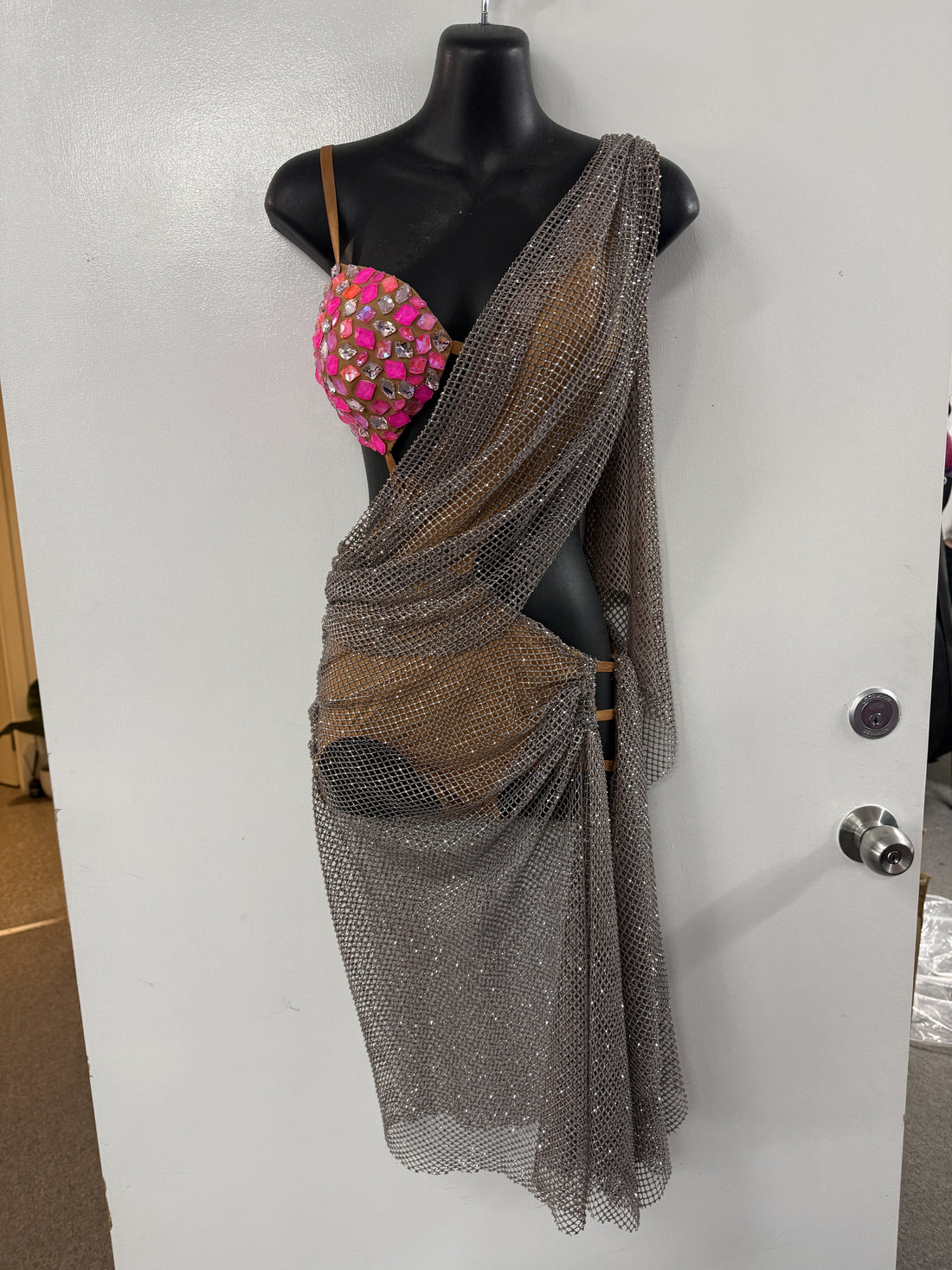 Pre Loved Pink/Sliver Latin Dress (Size 8-10)