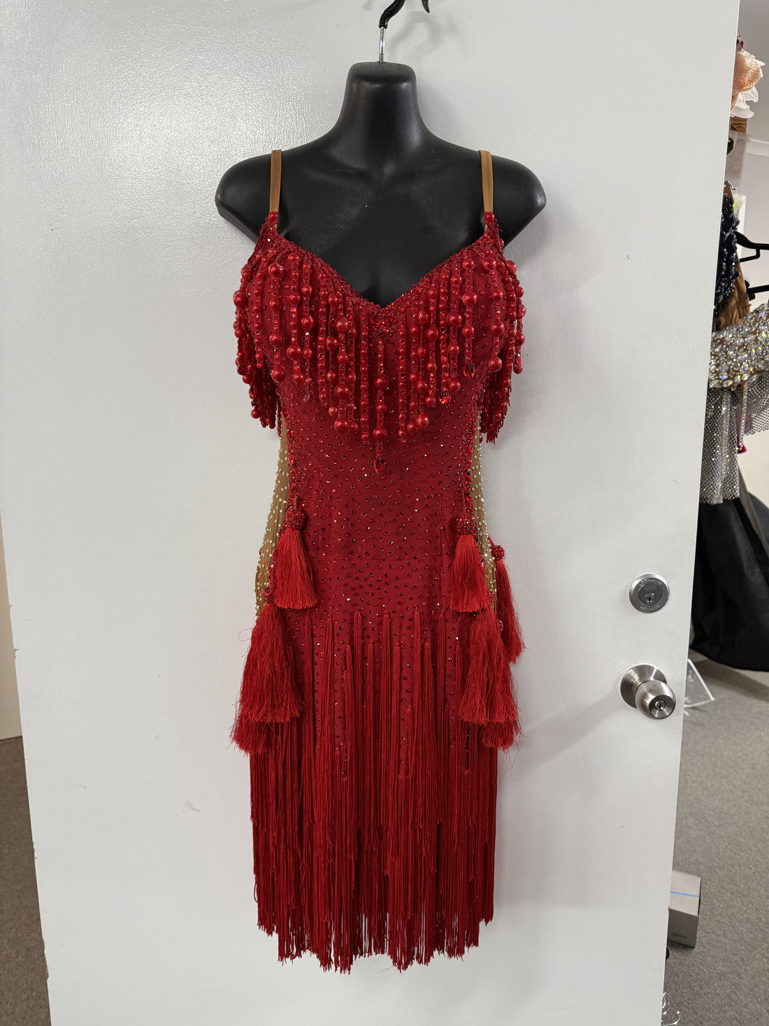 Pre Loved Red Fringe Latin (Size 10-12)