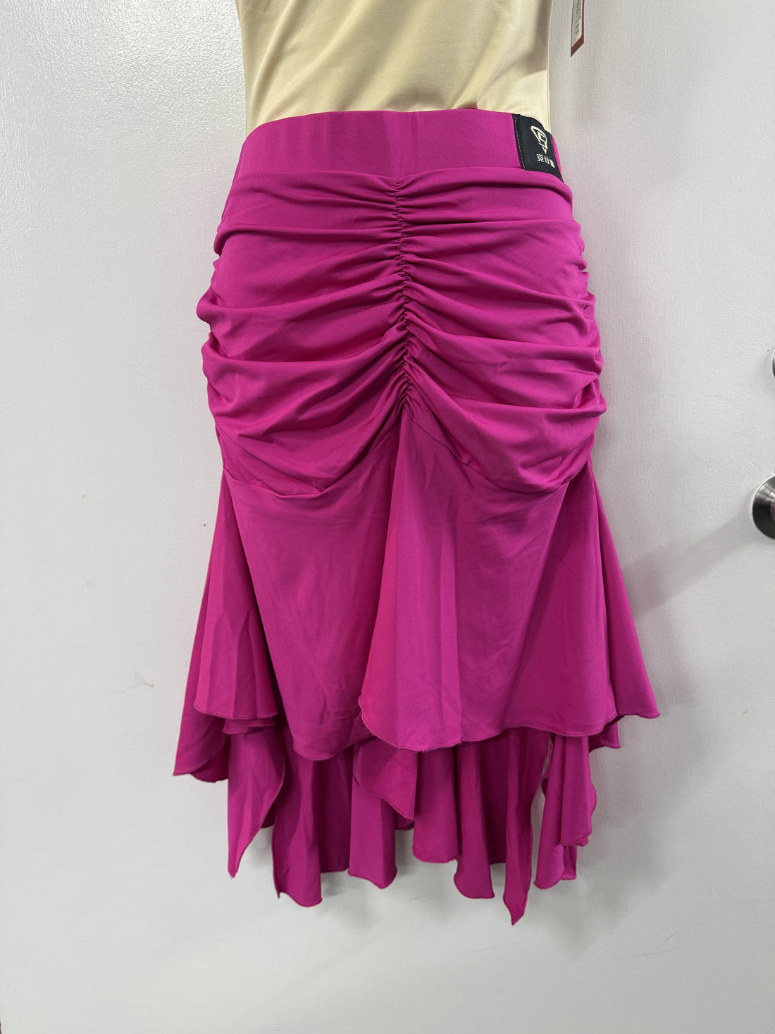 Polly Ruched Latin Skirt - Hot Pink