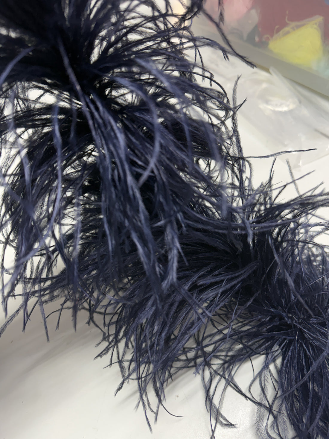 Navy Ostrich Feather Boa 6 Ply - 40cm