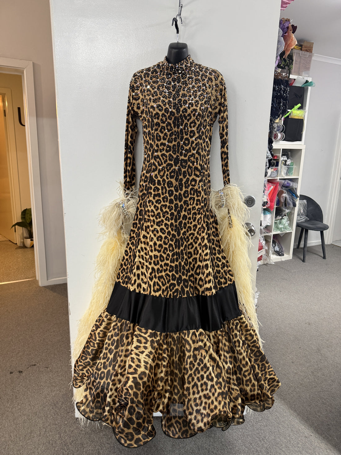 Pre Loved Leopard Print Ballroom Dress (Size 12-14)