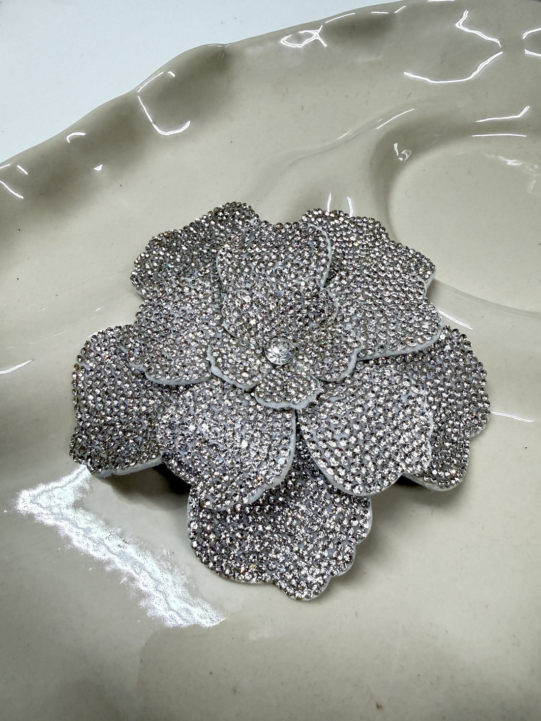 Mae Diamanté Flower in Sliver