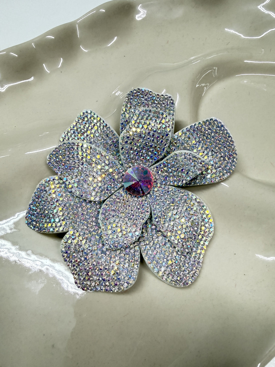 Dolly Diamanté Flower Hair Clip in Crystal AB