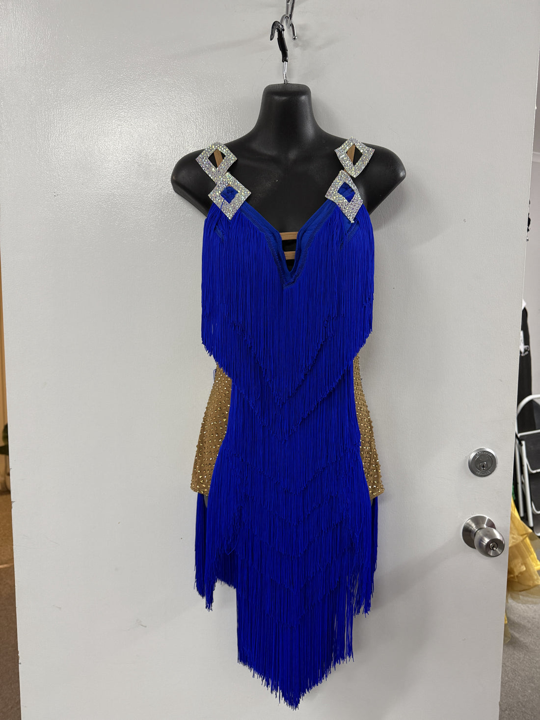 Blue Fringe Latin Dress (Size 10-12)