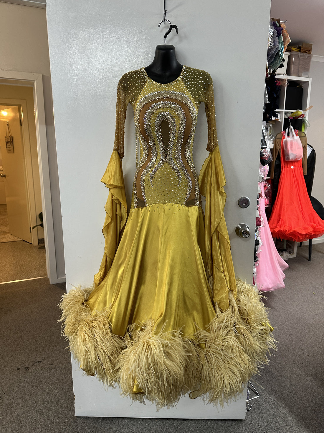 Pre Loved Gold Ballroom Dress (Size 6-8)