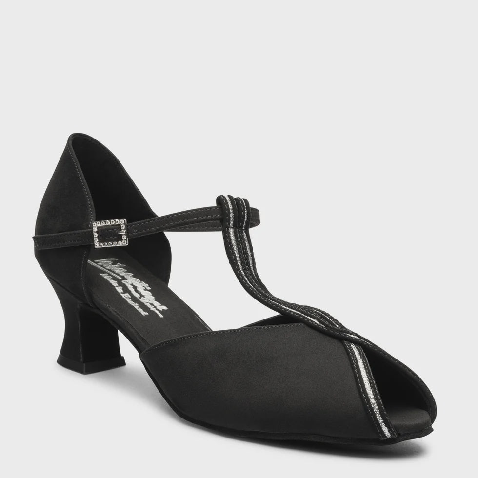 International Dance Shoes Vienna Sequin - Black Nubuck/Sliver Glitter (2" Teatro)