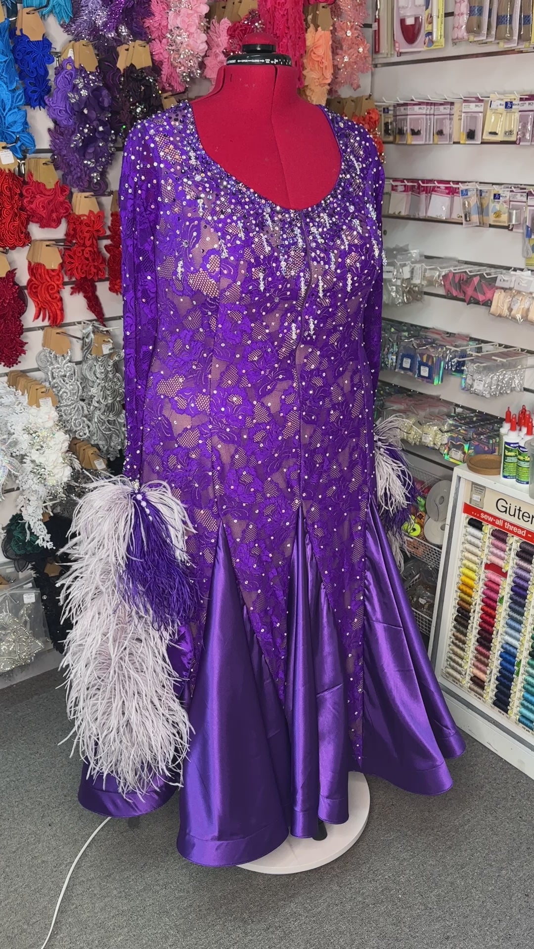 Purple Rain Lace Ballroom Dress (Size 16-18)