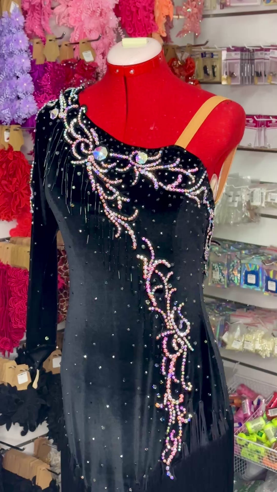 BRAND NEW Black Velvet AB Latin Dress (Size 10-12)