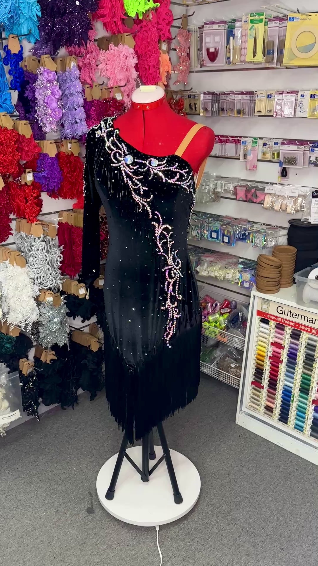 BRAND NEW Black Velvet AB Latin Dress (Size 10-12)