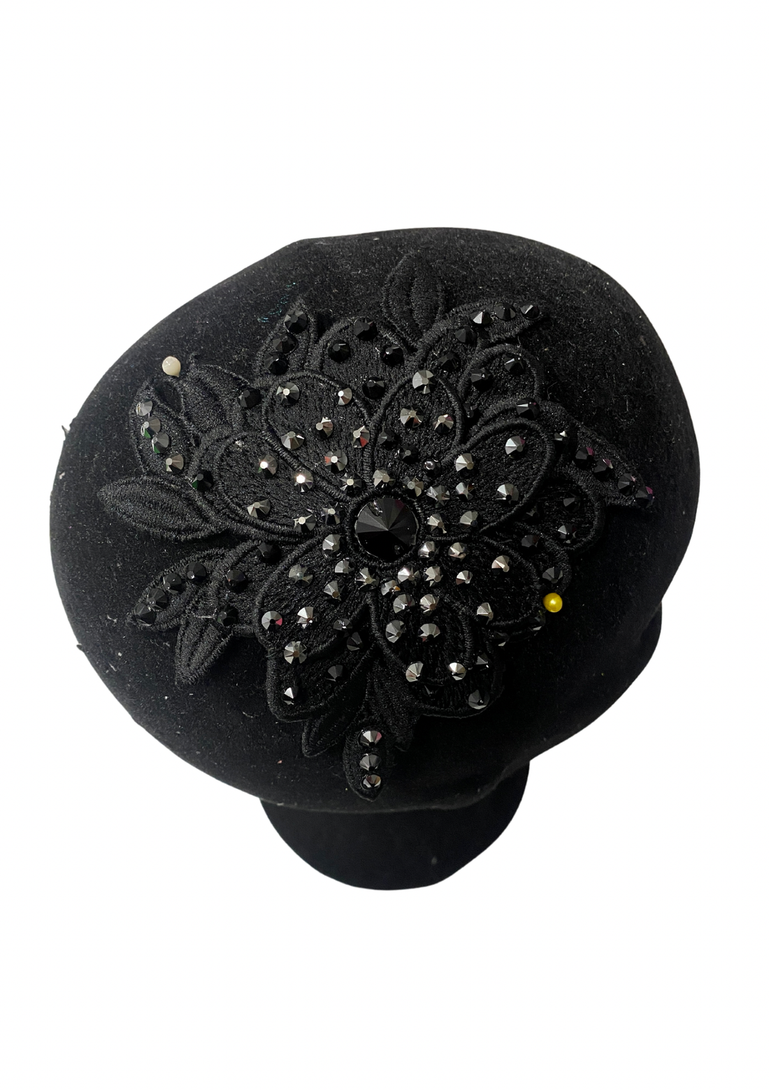 Black Flower Lace with Jet Hematite & Jet Crystals