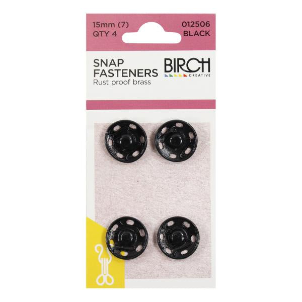 Birch Creative Snap Fasteners Black Round 15mm