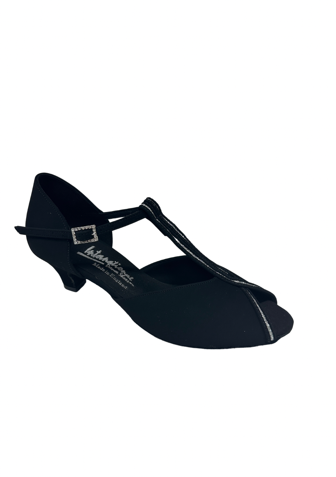 International Dance Shoes Vienna Sequin -  Black Nubuck/Sliver Glitter