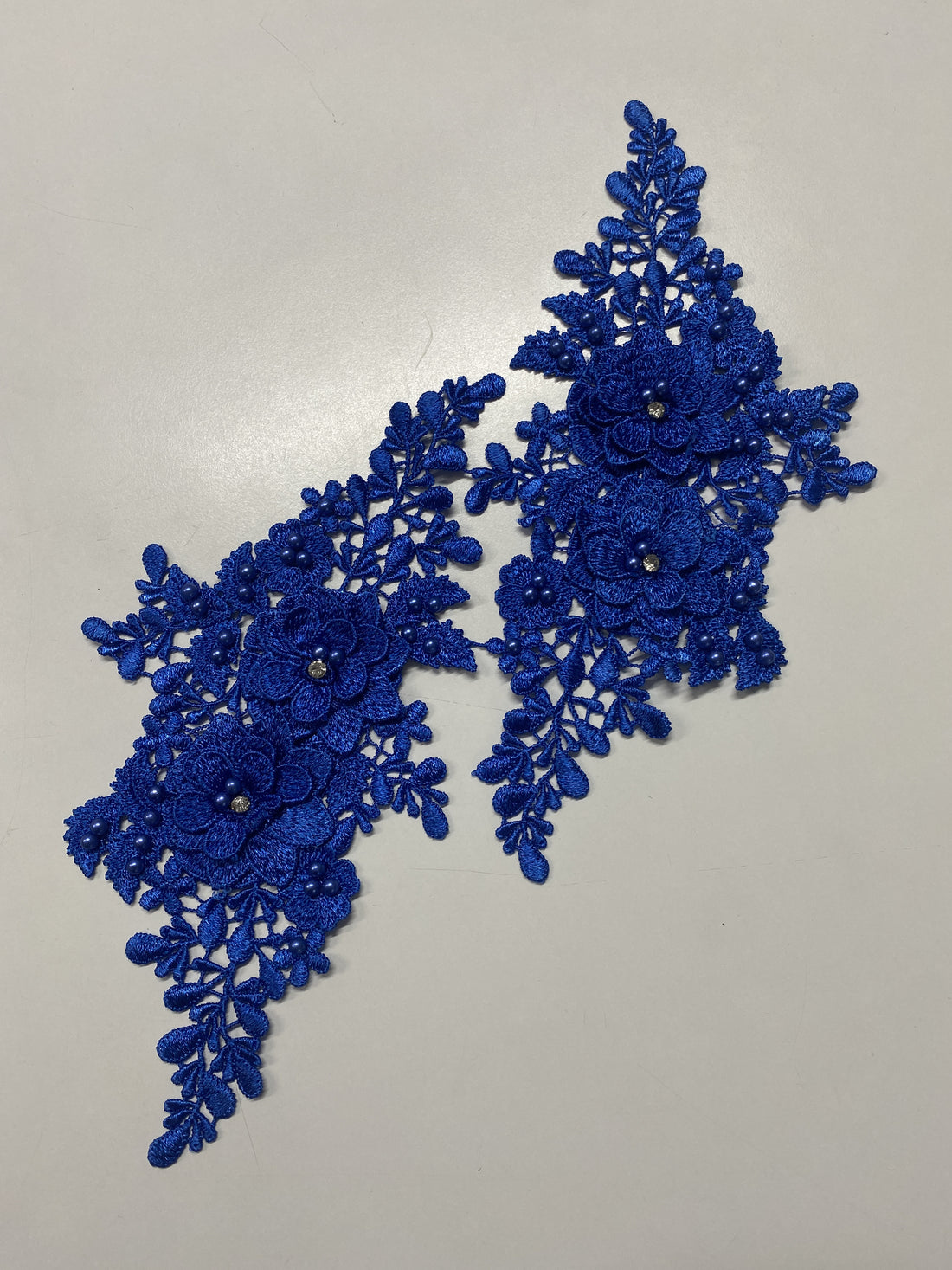 Flower & Pearl Royal Blue Lace Pair
