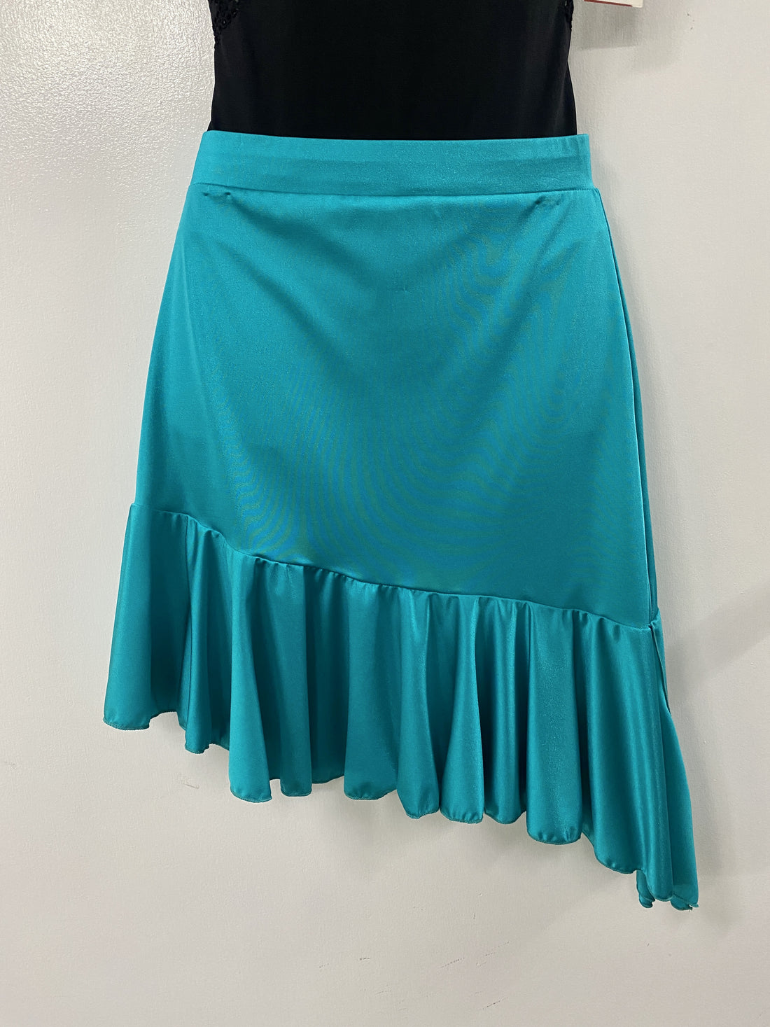 Asymmetrical Ruffle Skirt in Jade Green
