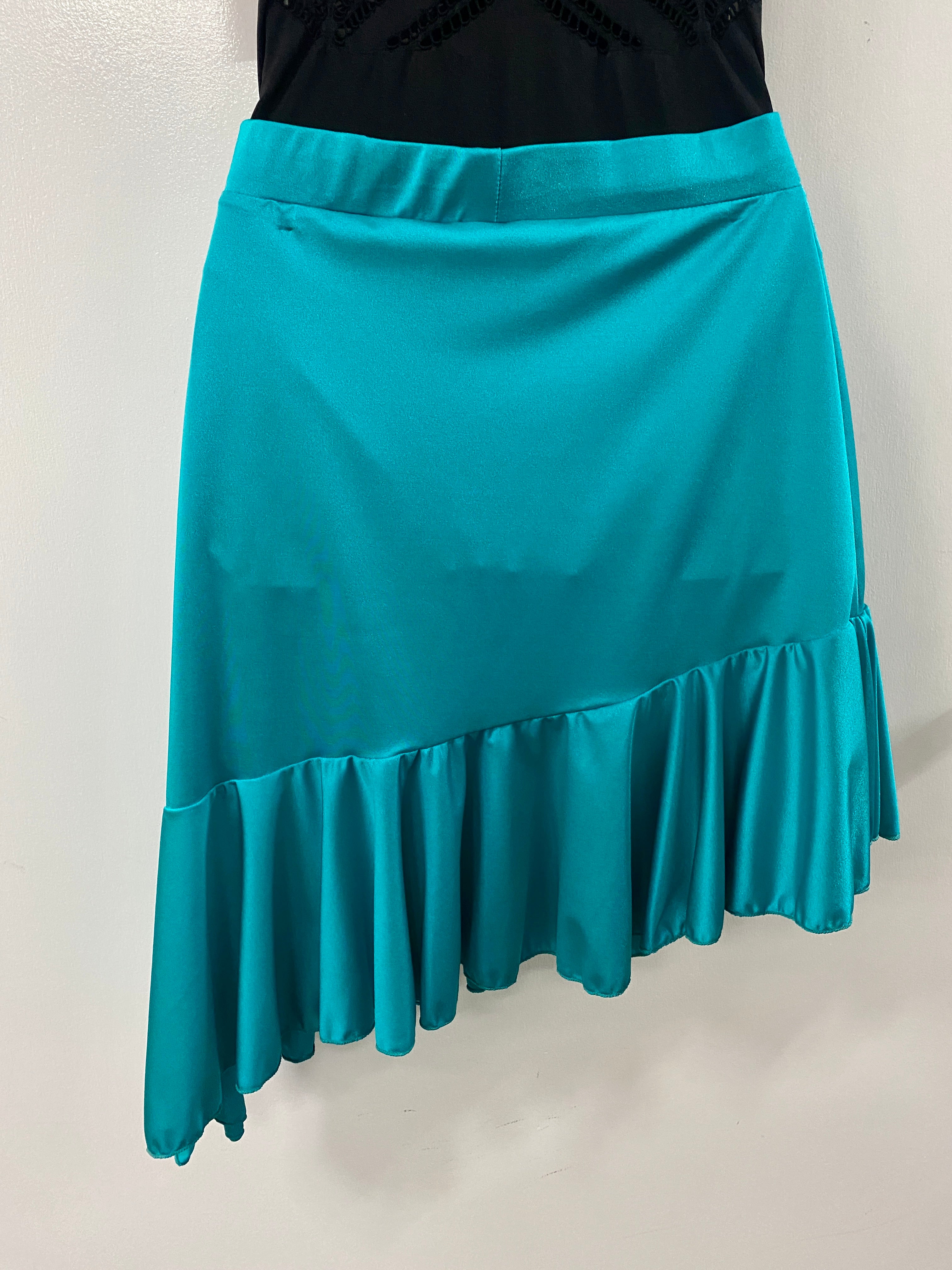 Asymmetrical Ruffle Skirt in Jade Green MM Dance Supplies