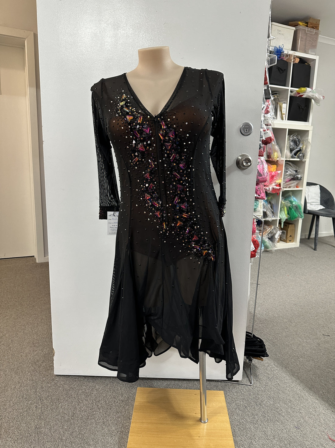 Pre Loved Black & Volcano Latin Dress (Size 14-18)
