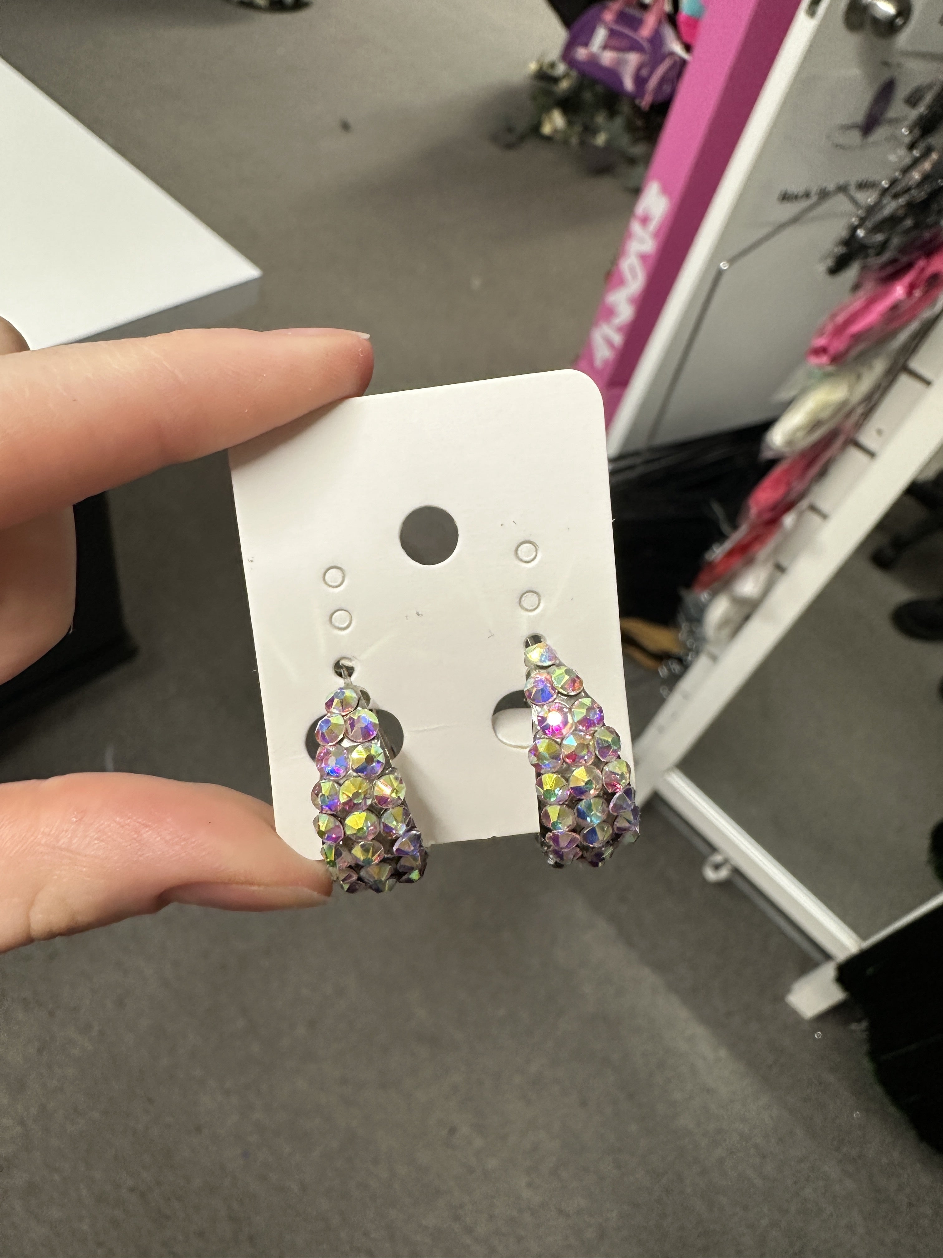 Textured hoop crystal earrings