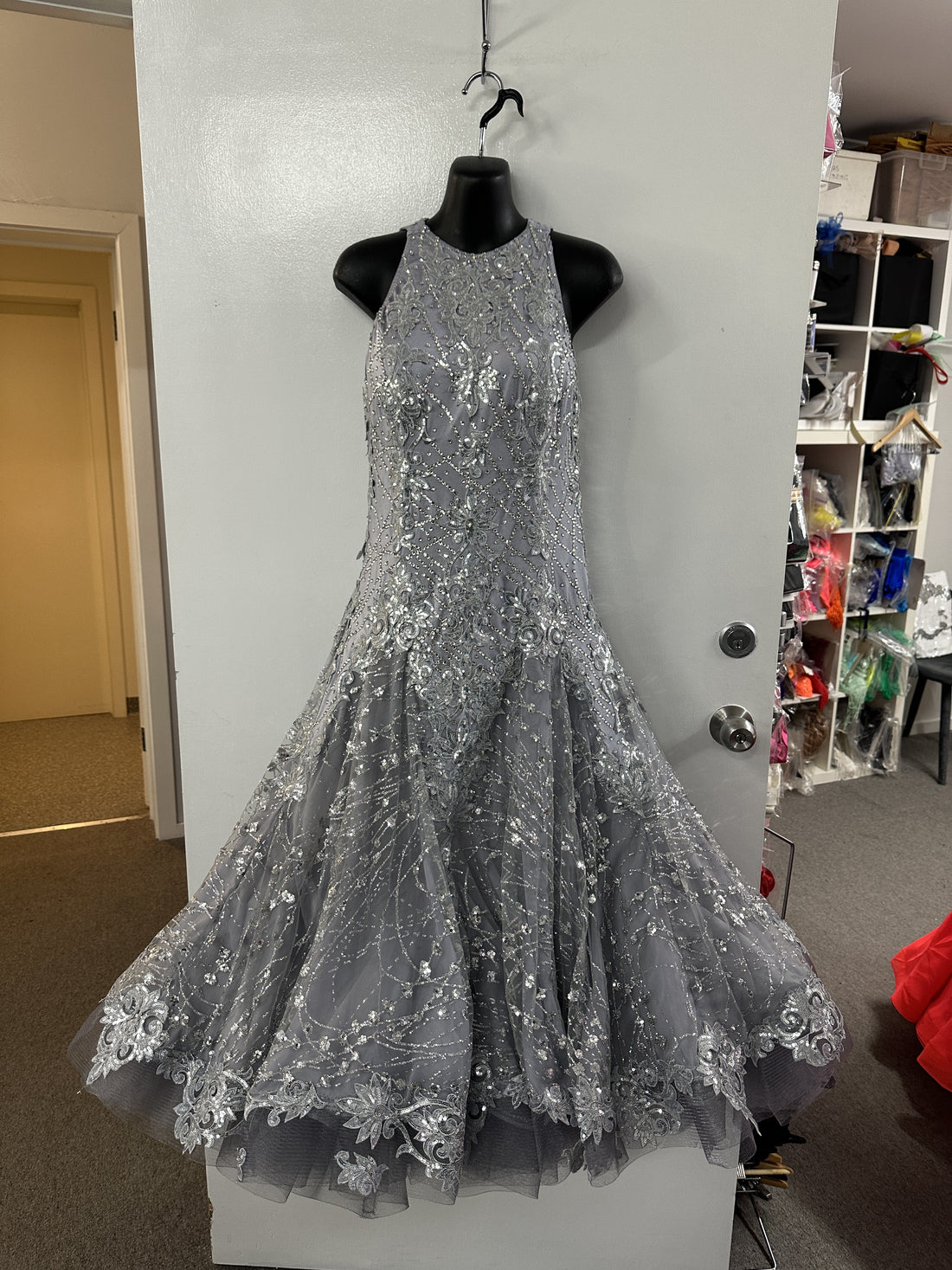 Pre Loved Sliver Ballroom Dress (Size 10-12)