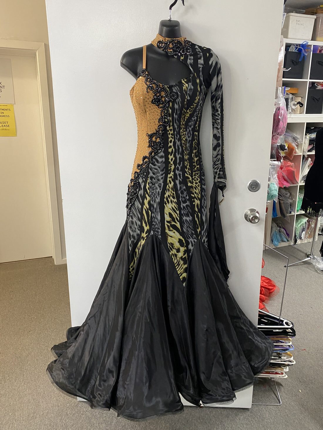 Pre Loved Black/Leopard Ballroom Dress (Size 8-12)