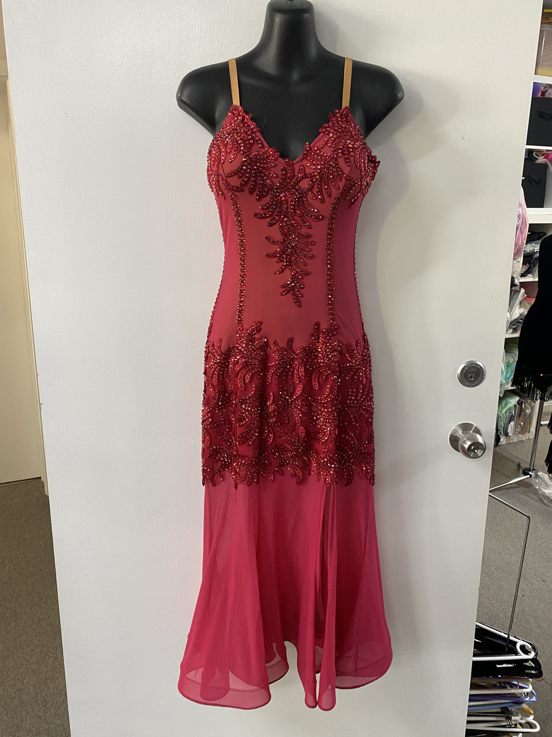 Pre Loved Wine Lace Latin (Size 8-10)