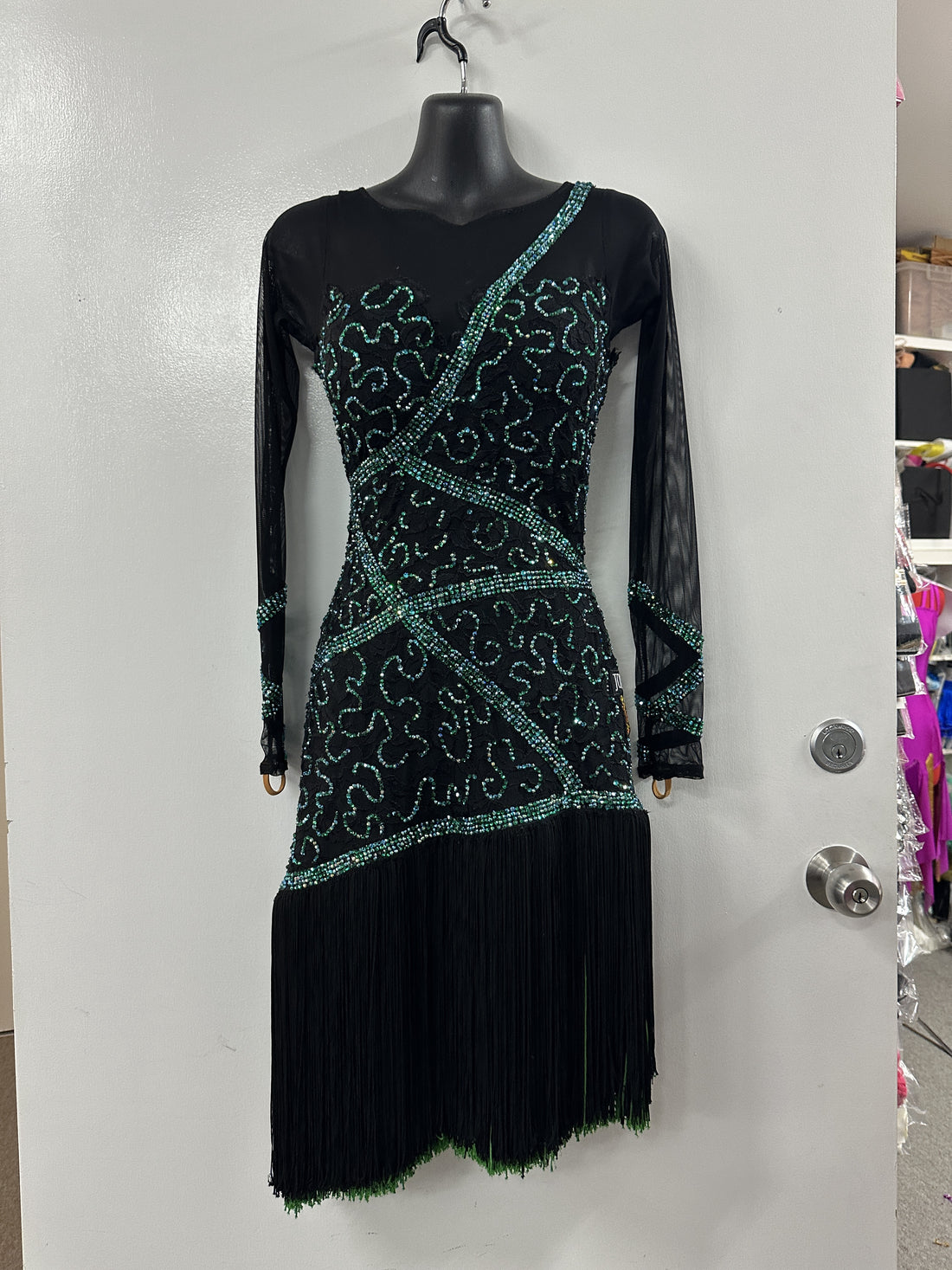 Pre Loved Black & Green Latin Dress (8-10)