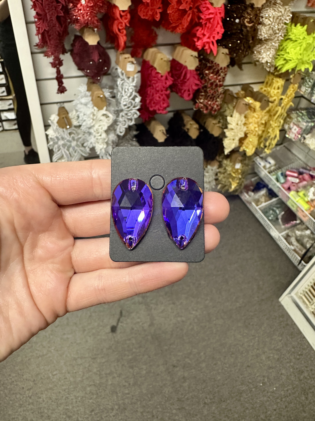 Purple Velvet Teardrop Stud Earring