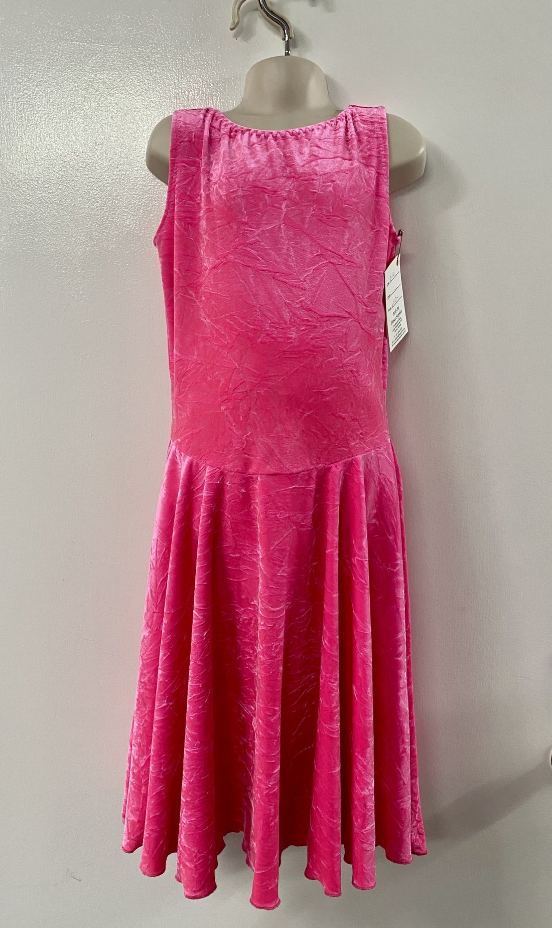 Hot Pink Crushed Velvet Juvenile Dress - Size 8-10