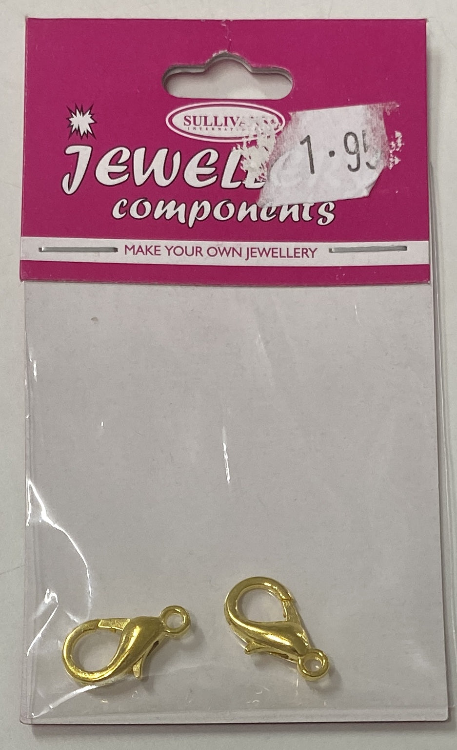 Sullivans Jewellery Components Large Lobster Lock Gold 2 Pces