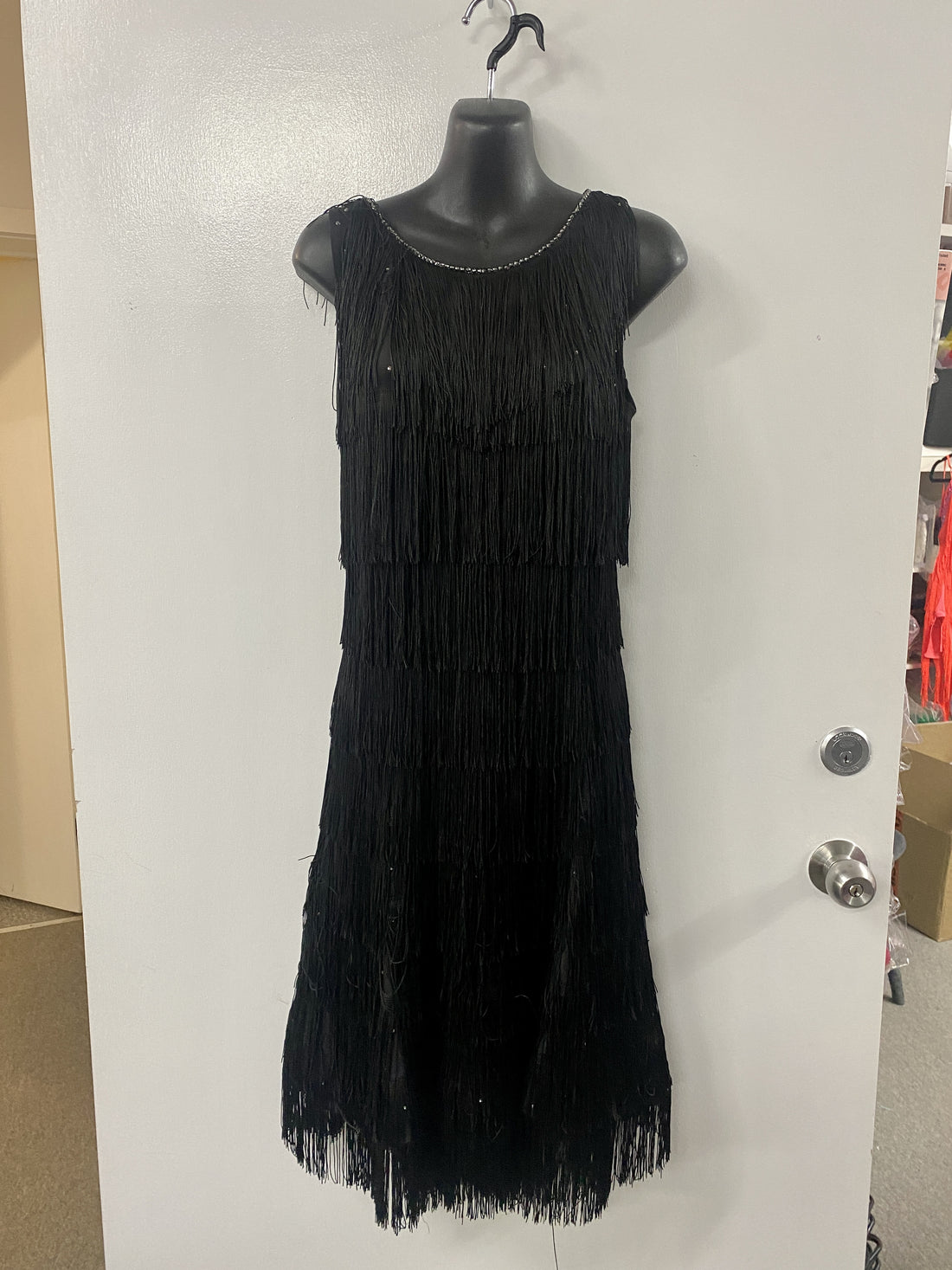 Pre Loved Fringe & Jet Hematite Latin Dress (Size 10-12)