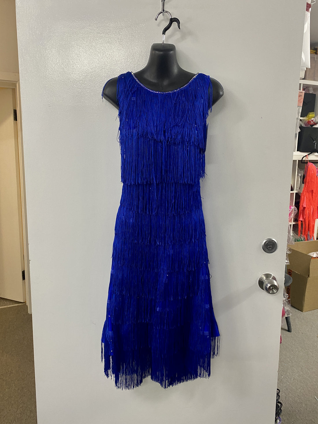 Royal Blue & Sapphire AB Fringe Dress (size 10-12)